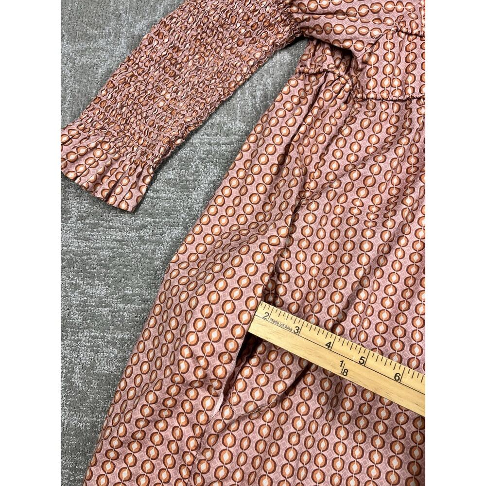Free People Mini Dress Red Star Dip Smocked Allover Print Loose A Line Large - Picture 10 of 11